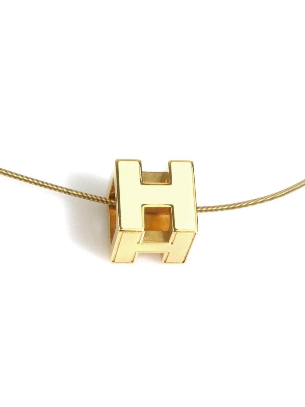Auth Hermes H Cube Pendant Necklace #367755H21B
